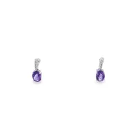 14 Karat White Gold Amethyst and Diamond Drop Earrings