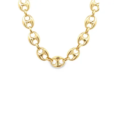 10 Karat Yellow Gold Puffed Mariner Link Chain