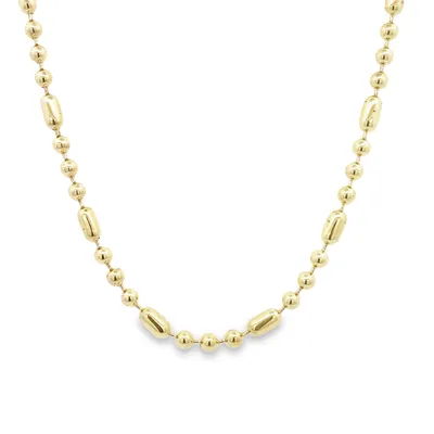 10 Karat Yellow Gold Oval and Round Beaded Necklace