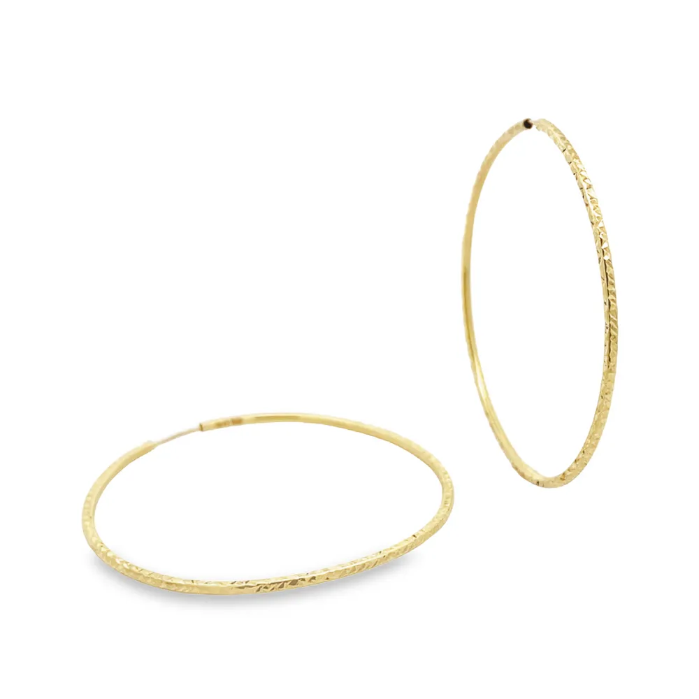 10 Karat Yellow Gold Sparkle Cut Endless Hoop Earrings