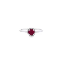 14 Karat Gold Ruby and Diamond Halo Ring