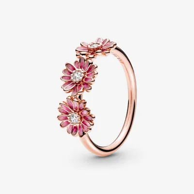 Pandora Pink Daisy Flower Trio Ring 188792C01