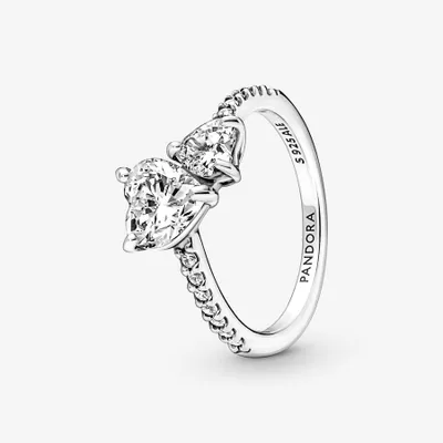 Pandora Double Heart Sparkling Ring 191198C01