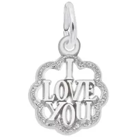 Sterling Silver I Love You Scalloped Border Charm