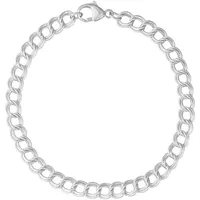 Sterling Silver Petite Double Link Curb Classic Bracelet