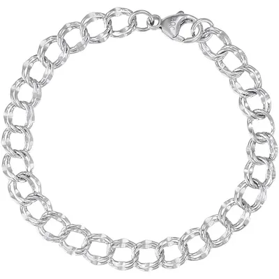 Sterling Silver Large Double Link Curb Classic Bracelet