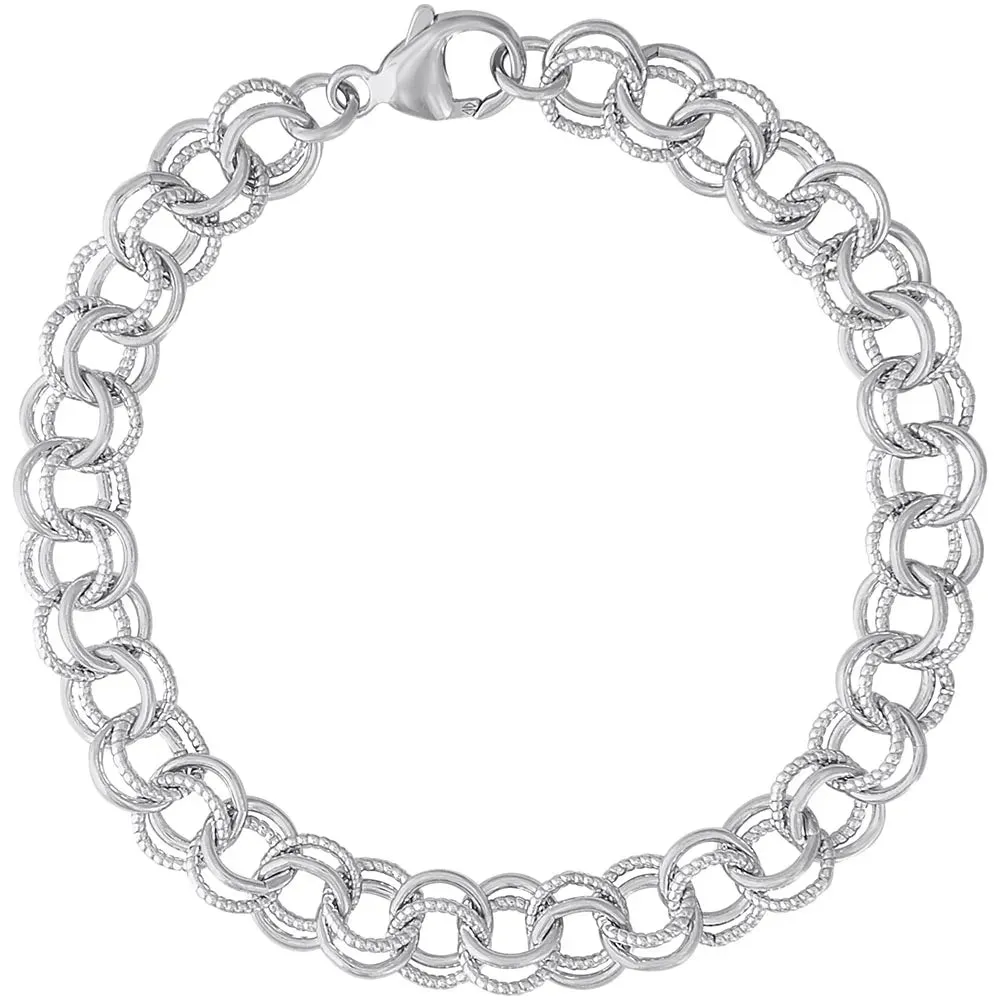 Sterling Silver Twisted Cable Double Link Classic Bracelet