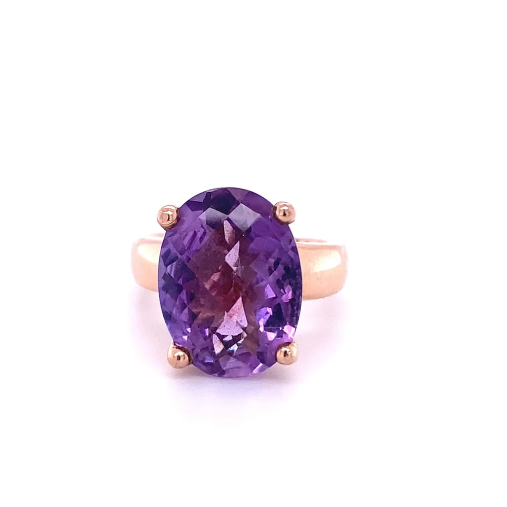 10 Karat Rose Gold Amethyst Cocktail Ring