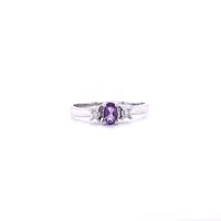 10 Karat White Gold Amethyst and Diamond Ring