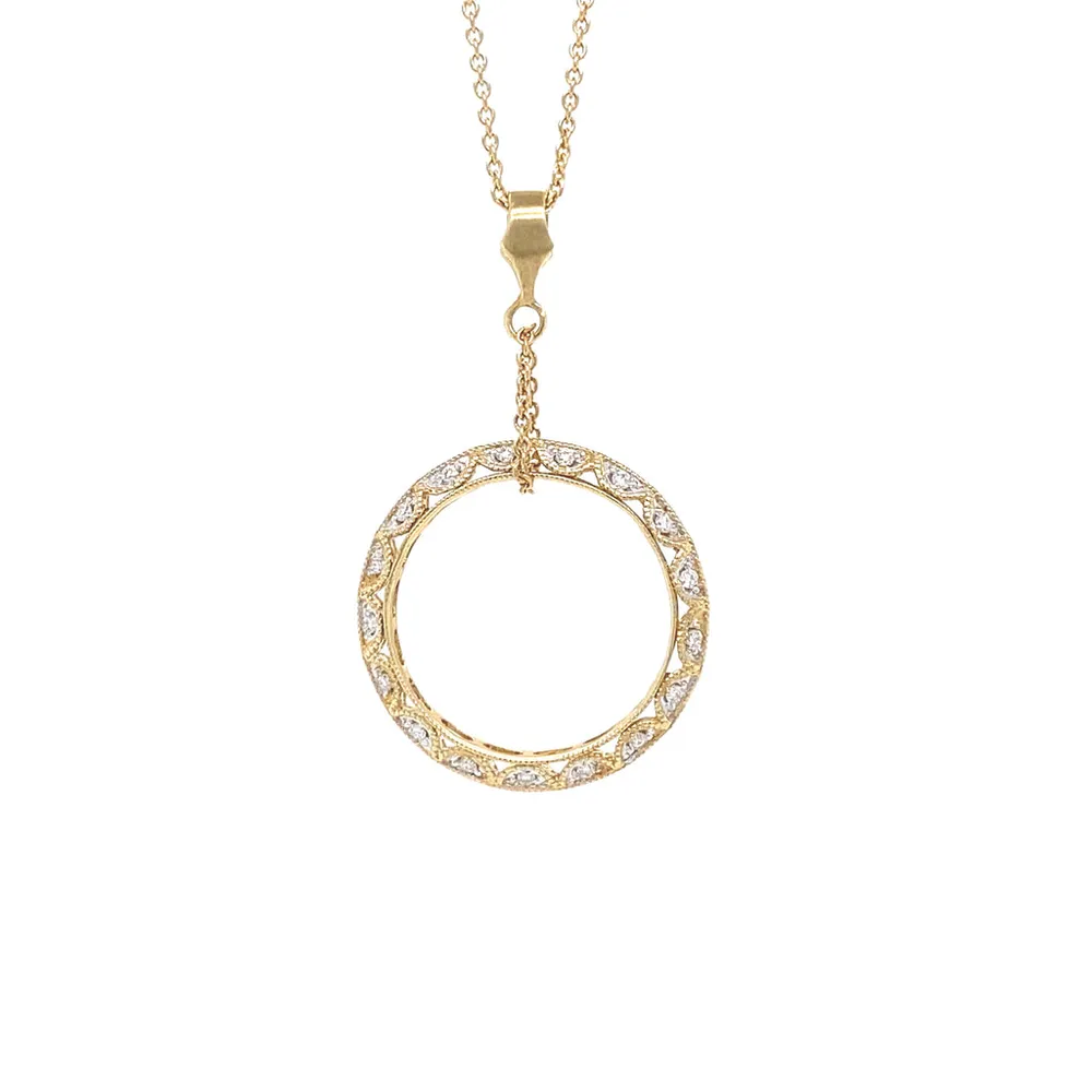 14 Karat Yellow Gold Diamond Circle Necklace