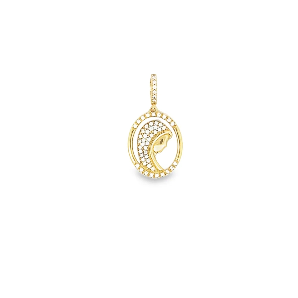 18 Karat Yellow Gold Cubic Zirconia Mary Pendant