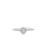 10 Karat White Gold 0.05 CT Diamond Halo Cluster Ring