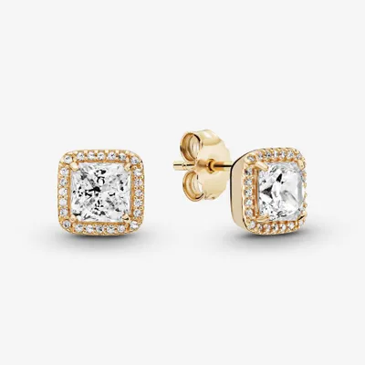 Pandora Square Sparkle Halo Stud Earrings - 250327CZ