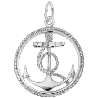 Sterling Silver Anchor in Circle Charm