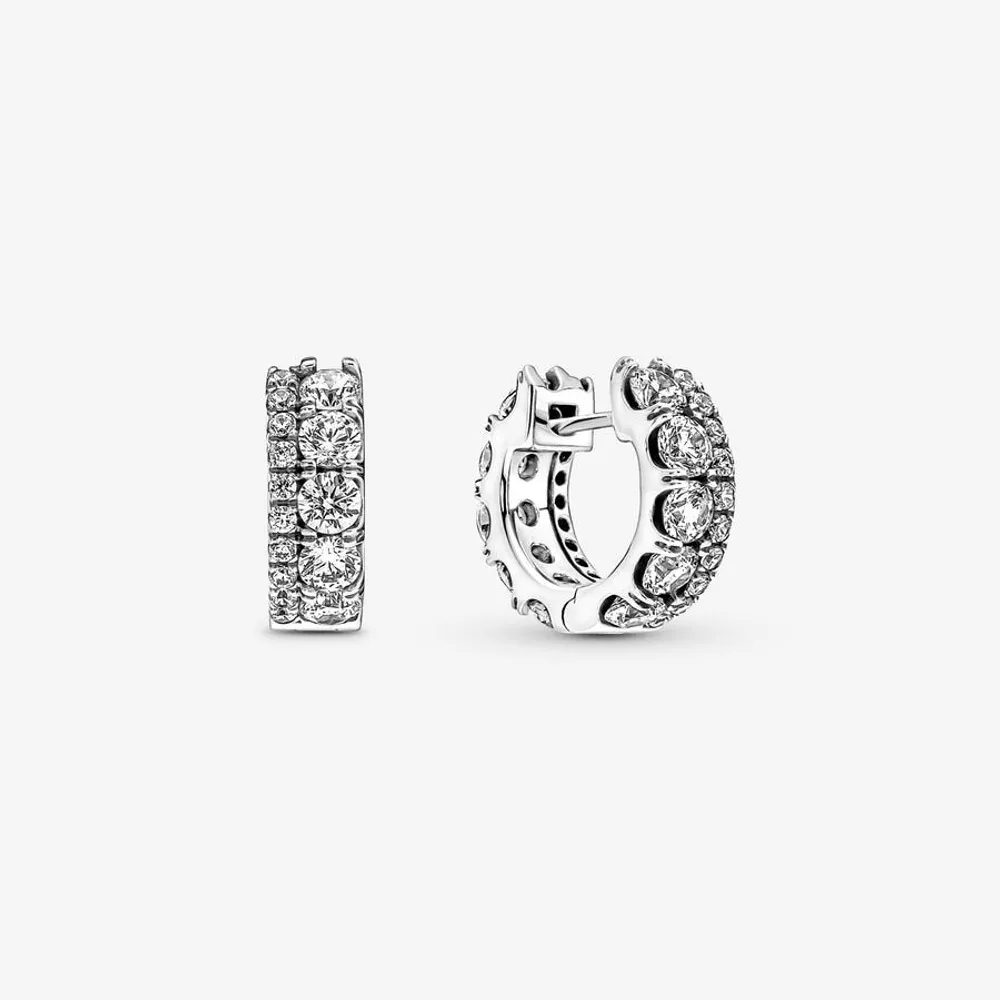 Pandora Double Band Pavé Hoop Earrings - 290058C01