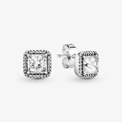 Pandora Square Sparkle Halo Stud Earrings