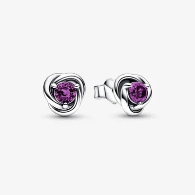Pandora February Purple Eternity Circle Stud Earrings - 292334C02