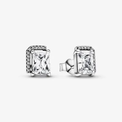 Pandora Rectangular Sparkling Halo Stud Earrings 292380C01