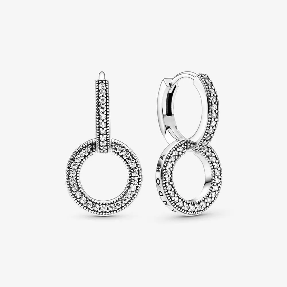 Pandora Sparkling Double Hoop Earrings - 299052C01