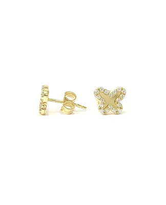 18 Karat Yellow Gold Cubic Zirconia Butterfly Stud Earrings