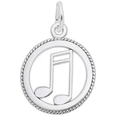 Sterling Silver Music Note Disc Charm