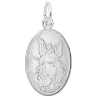 Sterling Silver Guardian Angel Oval Disc Charm