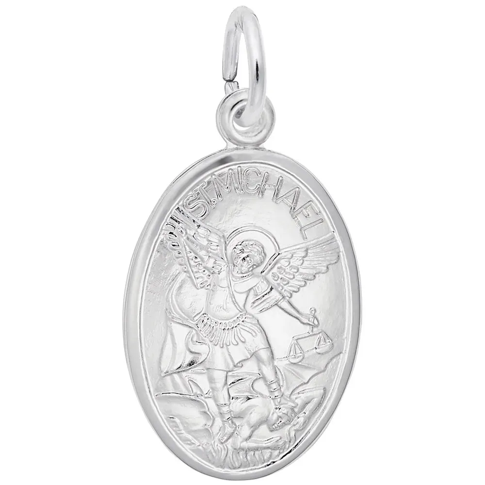 Sterling Silver St. Michael Oval Disc Charm