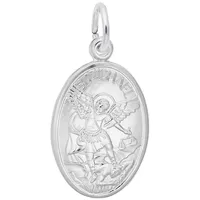 Sterling Silver St. Michael Oval Disc Charm