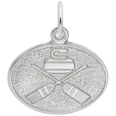 Sterling Silver Curling Oval Disc Charm