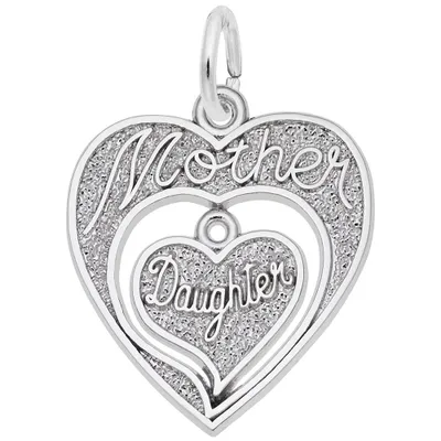 Sterling Silver Mother Daughter Heart Charm