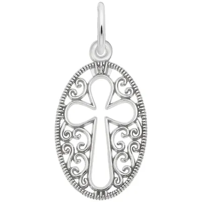 Sterling Silver Filigree Oval Charm