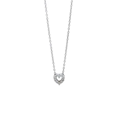 14 Karat White Gold Mini Heart Diamond Necklace