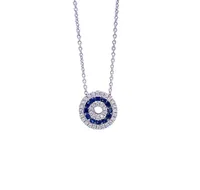 14 Karat White Gold Sapphire and Diamond Circle Necklace