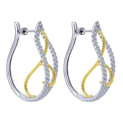 Gabriel & Co. 14 Karat Two Tone Diamond Hoop Earrings