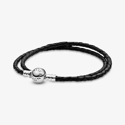 Pandora Double Black Leather Bracelet - 590745CBK