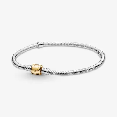 Pandora 14KT Gold Two-Tone Barrel Snake Chain Bracelet - 599347C00