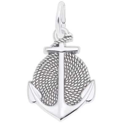 Sterling Silver Rope Circle Anchor Charm