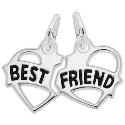 Sterling Silver Best Friend Hearts Charm