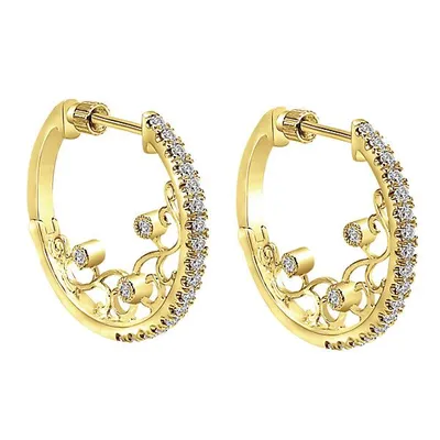 Gabriel & Co. 14 Karat Gold Diamond Intricate Hoops