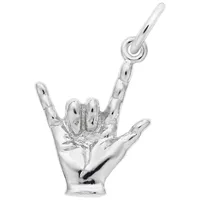 Sterling Silver I Love You Hand Sign Charm