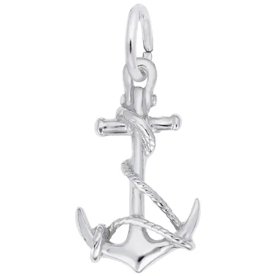 Sterling Silver Anchor with Rope Charm