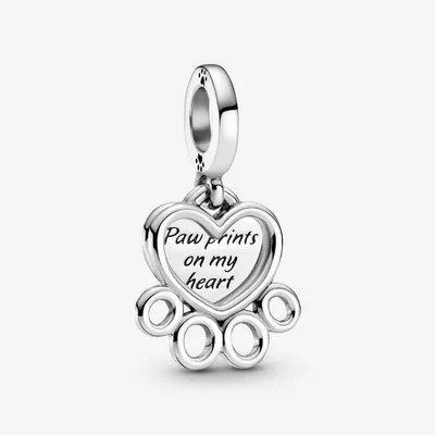 Heart & Paw Print Dangle Pandora Charm - 799360C00