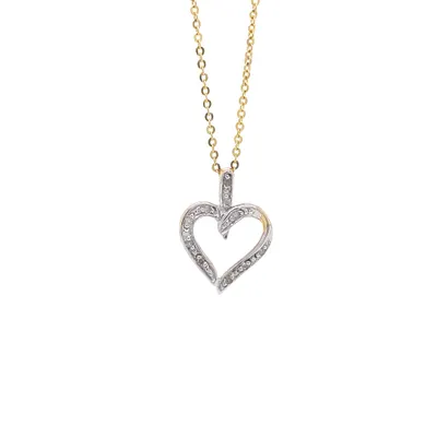 10 Karat Yellow Gold Diamond Heart Necklace