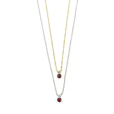 10 Karat Gold Mini Garnet Solitaire Necklace