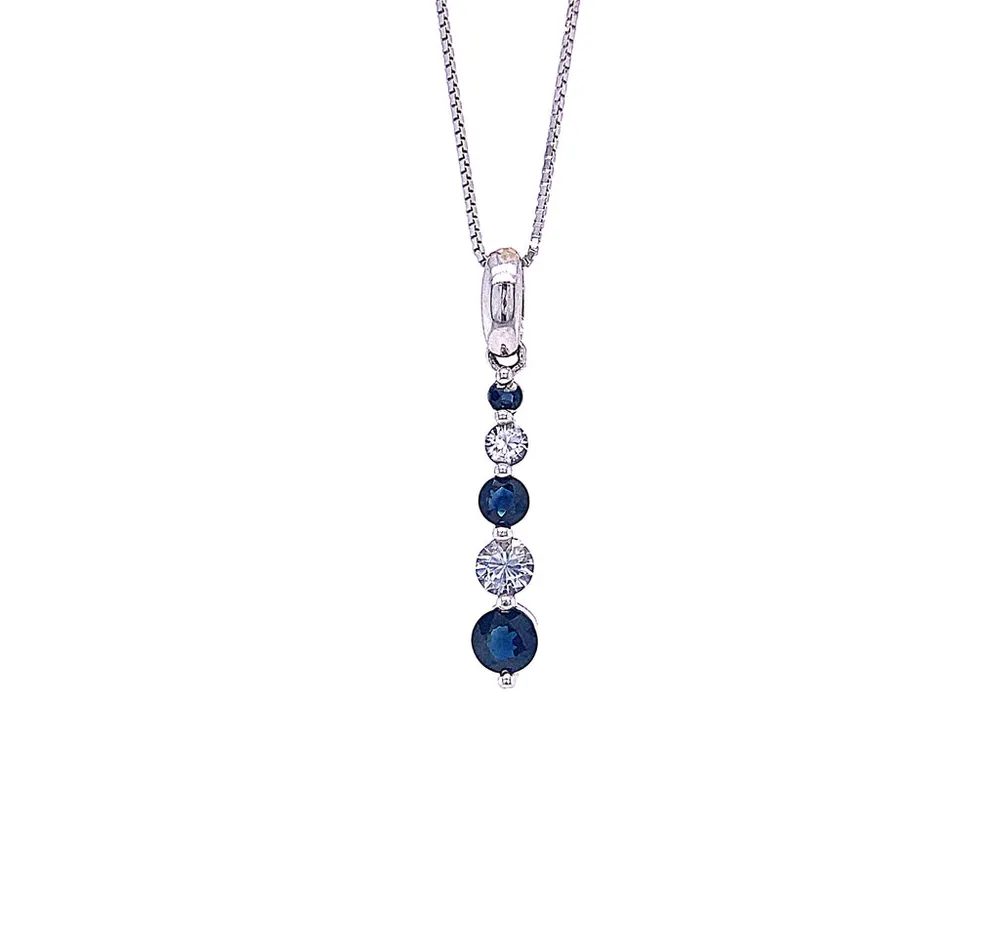 14 Karat White Gold Graduated Sapphire Necklace