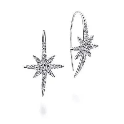 Gabriel & Co. 14 Karat Gold Diamond Star Drop Earrings