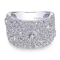 Gabriel & Co. 14 Karat White Gold Diamond Pave Ring