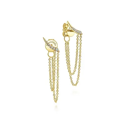 Gabriel & Co. 14 Karat Gold Diamond Drop Chain Earrings