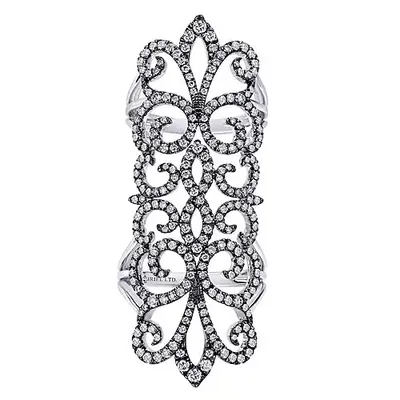 Gabriel & Co. 18 Karat White Gold Diamond Openwork Double Ring