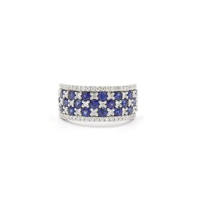 14 Karat White Gold Sapphire and Diamond Band